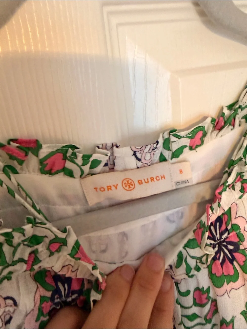 Tory Burch Off-Shoulder Grecian Silk Floral Maxi Dress